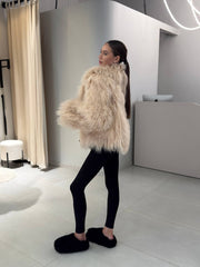 Manteau en peau de mouton mongole naturelle Mercy