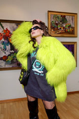 Mongolian fur in neon green. Blana naturala mongoleza culoare Verde Neon KALINKA FURS