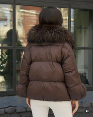 Casiana Jachetă calduroasa din puf de gasca și blană naturală de vulpe