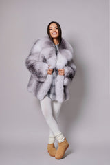 Lidia jacheta din blană naturală de vulpe Silvercross