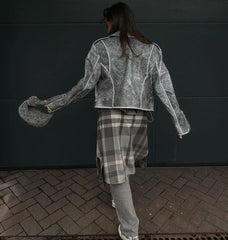 Washed effect short jacket. Jacheta scurta efect washed KALINKA FURS