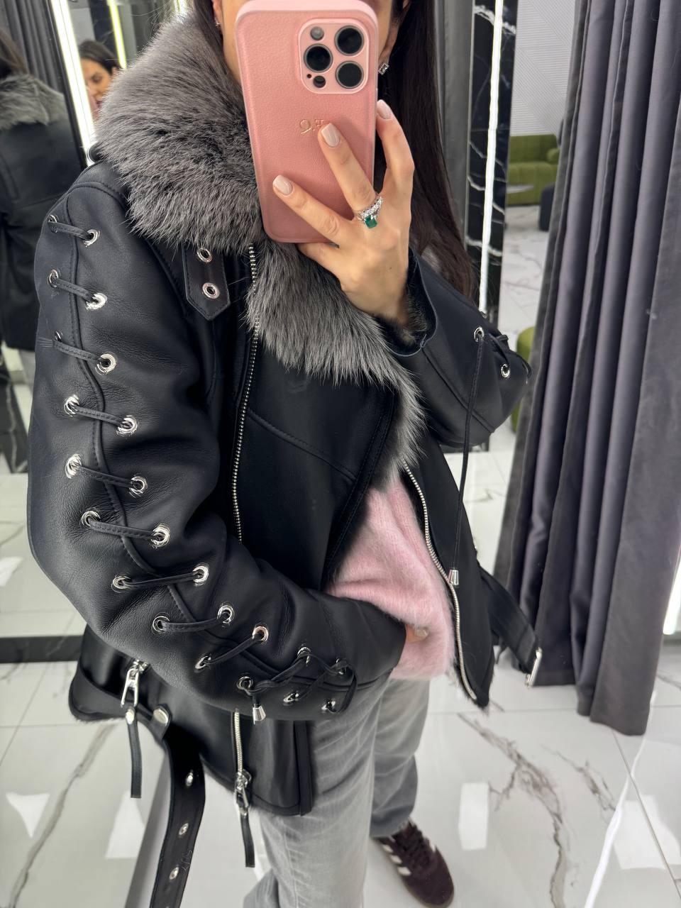 Aviator Winter Jacket with Toscana Collar. Geaca din piele de iarna cu guler din blana KALINKA FURS