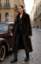 Malik long coat made of organic fur