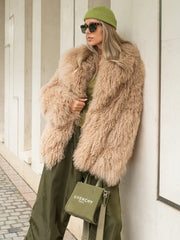 Amira Mongolian sheepskin coat with English collar