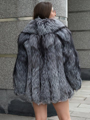 Diana Haină din blană naturală de vulpe argintie