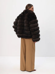 Haină scurtă din blană naturală de vulpe arctică