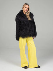 Selene Haină din blană naturală din oaie mongoleza, cu guler englezesc