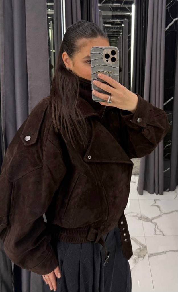 Masculine Leather Suede Jacket. Jacheta masculină piele întoarsă KALINKA FURS