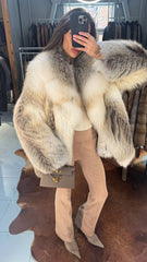 Bridgette jacheta din blană naturală de vulpe canadiană. Ediție limitată