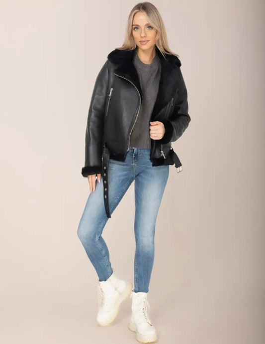 Shearling Leather Jacket KALINKA FURS