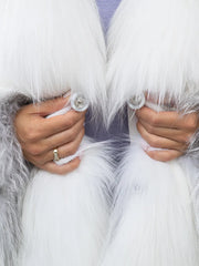 Alexia Haină lungă din blană naturală de vulpe arctică cu guler englezesc