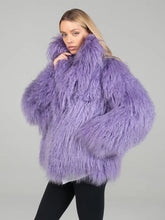 Manteau Sofia en peau de mouton mongole avec col anglais