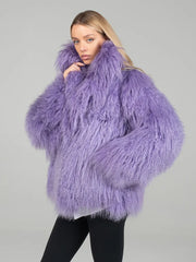 Sofia Haină din blană naturală din oaie mongoleza, cu guler englezesc