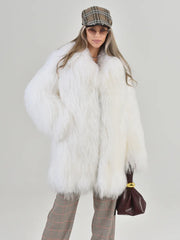 Clara Mongolian sheepskin coat with English collar