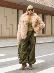 Amira Mongolian sheepskin coat with English collar