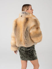 Elena Haină scurtă din blană naturală de vulpe de stepă