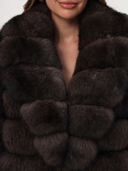 Haină scurtă din blană naturală de vulpe arctică