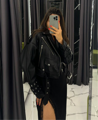 Detailed Leather Jacket. Geaca din piele cu detalii KALINKA FURS