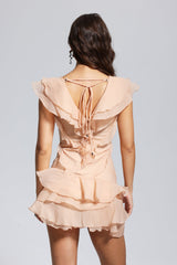 Roselline rochie ușoară de vară cu volane