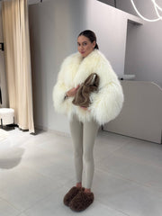 Manteau en peau de mouton mongole naturelle Mercy