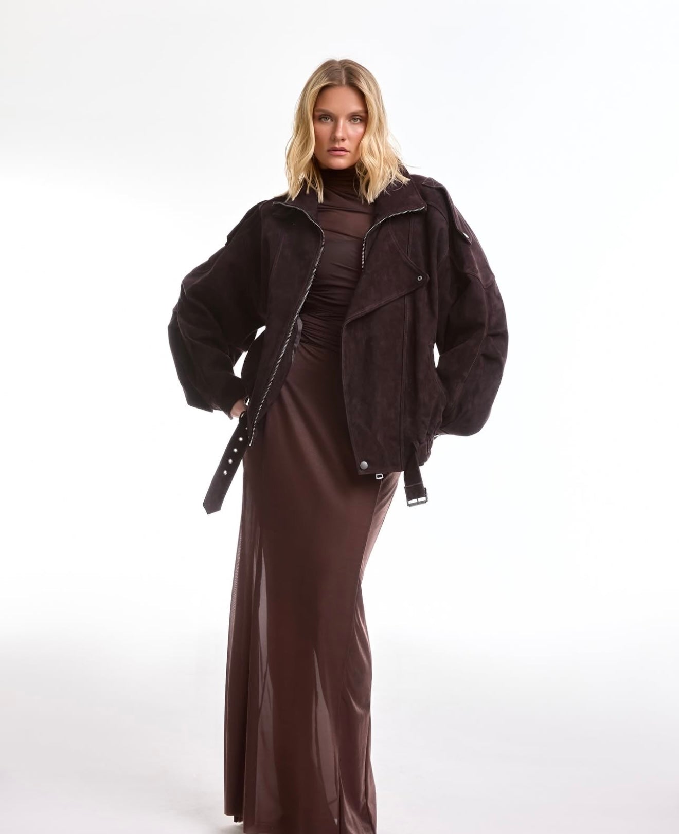 Masculine Leather Suede Jacket. Jacheta masculină piele întoarsă KALINKA FURS