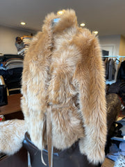 Anastasia Natural Toscana Sheepskin Coat with Drawstring