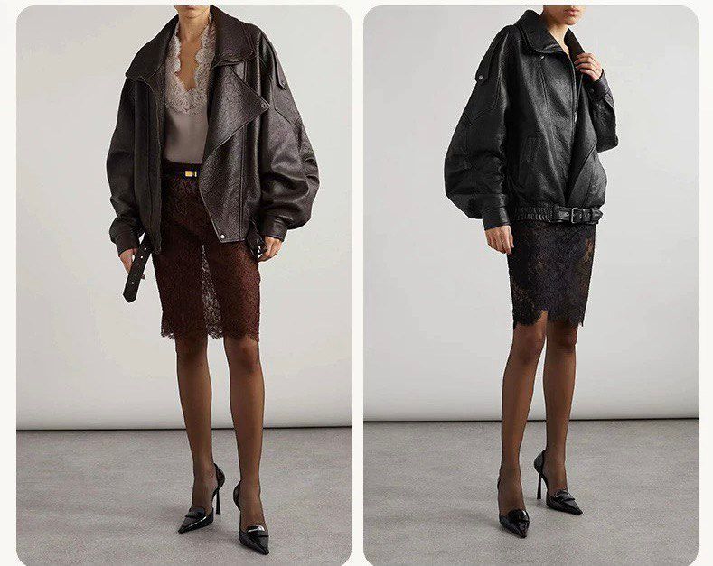 Masculine Oversized Leather Jacket. Geaca in stil masculin oversized KALINKA FURS