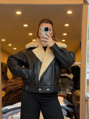 Tatiana Leather and natural fur coat