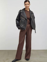 Vintage Black Leather Biker Jacket KALINKA FURS