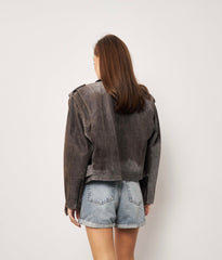 Vintage Effect Leather Jacket KALINKA FURS