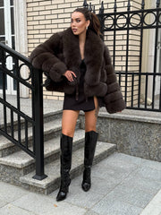 Oxana haina din blană naturală de vulpe