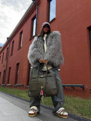 Blana mongoleza de culoare gri. Guler clasic. Lungime 60cm KALINKA FURS