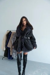 Double wear Tigrado Shearling Coat. Cojoc natural din lana de oaie Tigrado model reversibil KALINKA FURS