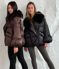 Casiana Jachetă calduroasa din puf de gasca și blană naturală de vulpe