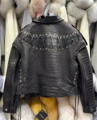 Crocodile Efect Jacket. Geaca din piele cu efect de crocodil KALINKA FURS