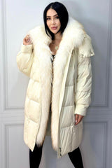 Winter Jacket Down Swan Fox Collar. Jacheta de iarna din puf de lebada si guler din vulpe KALINKA FURS