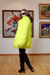 Mongolian fur in neon green. Blana naturala mongoleza culoare Verde Neon KALINKA FURS