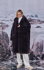 Jacheta din blană de nurcă/vizon, nuanța grafit