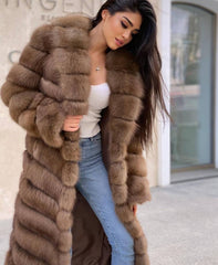 Natural Marten Fur Coat. Haina din blana naturala de Jder cu revere. KALINKA FURS