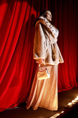 Mink fur coat lynx collar. Blana naturala din vizon cu guler din linx KALINKA FURS