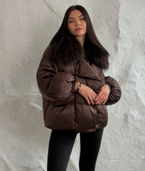 Casiana Jachetă calduroasa din puf de gasca și blană naturală de vulpe