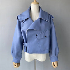 Epaulettes embellished leather jacket. Jacheta din piele cu epoleti KALINKA FURS