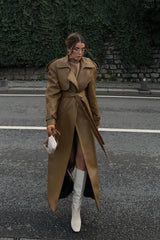 Brown Padded Leather Maxi Coat KALINKA FURS