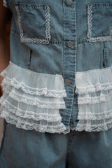 Set denim bluza si pantaloni scurti