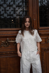 Embroidered blouse and pants set