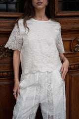 Embroidered blouse and pants set