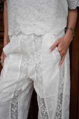 Embroidered blouse and pants set