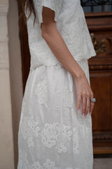 Floral embroidered blouse and skirt set