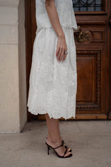 Floral embroidered blouse and skirt set