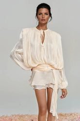 Molly flowy dress with draped sleeves